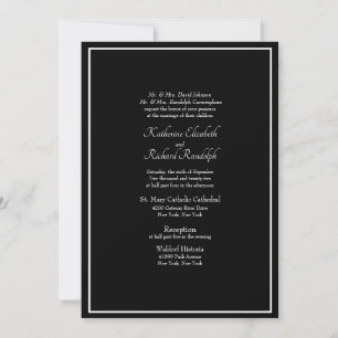 Convite Casamento Formal Preto com Ambos os Pais Listados