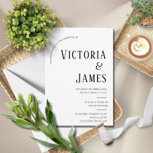 Convite Casamento Formal Preto e Branco Moderno