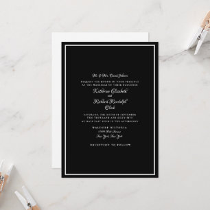Convite Casamento Formal Preto Noiva Pais de Uma Venu Noiv
