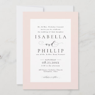 Convite Casamento formal rosa blush