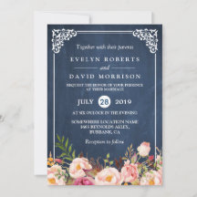 Casamento Formal Rustic Floral Blue Chalkboard