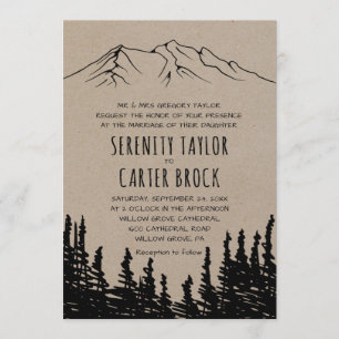 Convite Casamento Formal Rustic Woodsy Mountain