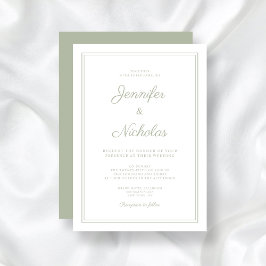 Convite Casamento Formal Sage Green Script