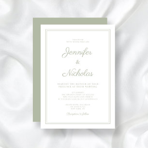 Convite Casamento Formal Sage Green Script