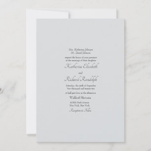 Convite Casamento Formal Simples Cinza Um Local Matte