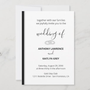 Convite Casamento Formal Simples Preto e Branco - Personal