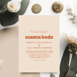 Convite Casamento Formal Simples Terracotta Nuestra Boda