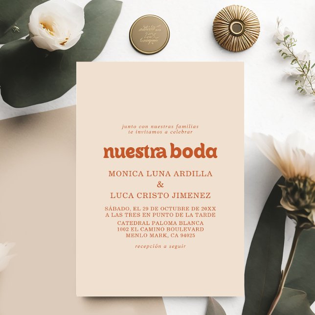 Convite Casamento Formal Simples Terracotta Nuestra Boda (Criador carregado)