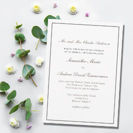 Convite Casamento Formal Tradicional Cinza Prata Elegante