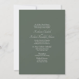 Convite Casamento Formal Verde Simples