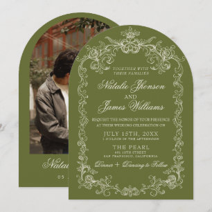 Convite Casamento Foto Antiga Dinheiro Velho Verde Oliva A