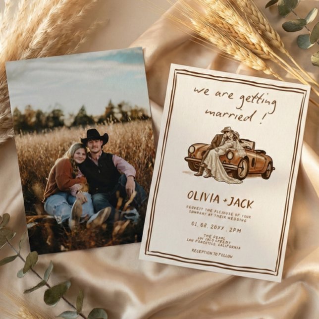 Convite Casamento Foto Boho Country Rústico Vintage Ociden (Criador carregado)