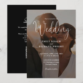 Convite Casamento Foto Código QR Script Moderno Elegante