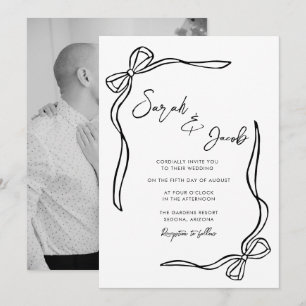 Convite Casamento Foto Coquette Preto e Branco