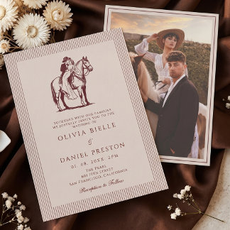 Convite Casamento Foto Equestre Western Vintage