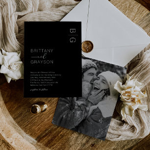 Convite Casamento Foto Monograma Preto Branco