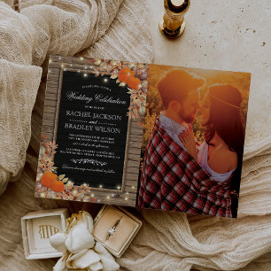 Convite Casamento Foto Outono Outono Rústico País
