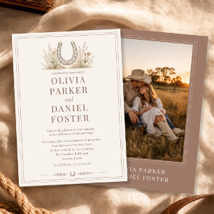 Convite Casamento Foto País Ocidental Cactus Ferradura