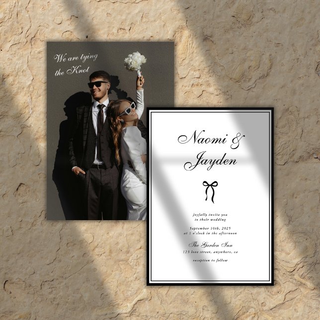 Convite Casamento Foto Preto e Branco Clássico Vintage (Criador carregado)