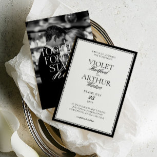 Convite Casamento Foto Preto e Branco Minimalista Moderno