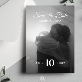 Convite Casamento Foto Preto e Branco Romântico Moderno
