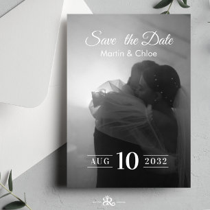 Convite Casamento Foto Preto e Branco Romântico Moderno