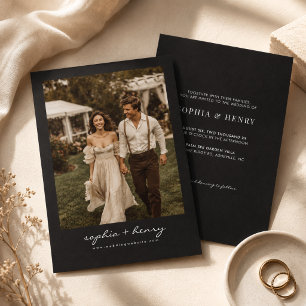 Convite Casamento Foto Script Clássico Moderno Vintage