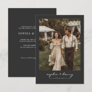 Convite Casamento Foto Script Clássico Moderno Vintage