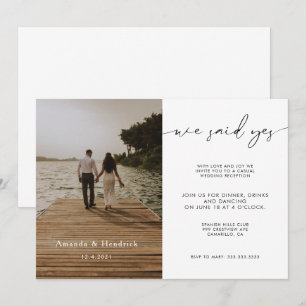 Convite Casamento Foto Script Moderno Apenas Recepção 