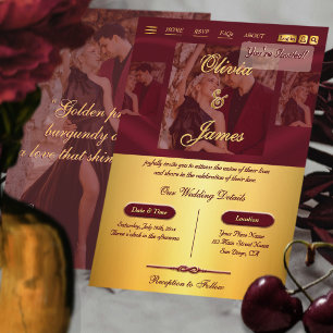 Convite Casamento Foto Sobreposição Dourada Metálica Borgo
