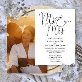 Convite Casamento Foto Sr e Sra Roteiro Preto e Branco
