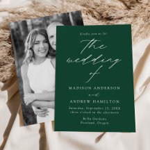 Casamento Foto Verde Moderno Elegante Script