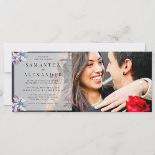 Convite Casamento Fotográfico 2Winter Floral Watercolor