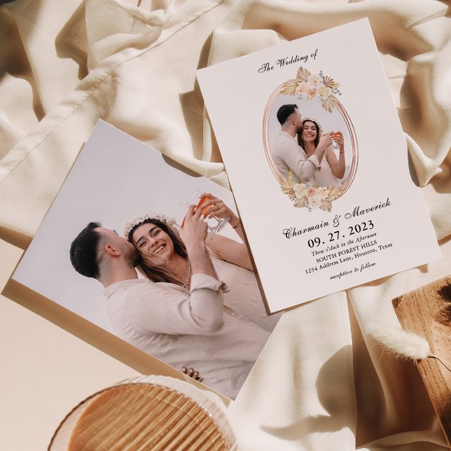 Convite Casamento Fotográfico Bohemian Circle Boarder 2 (Criador carregado)