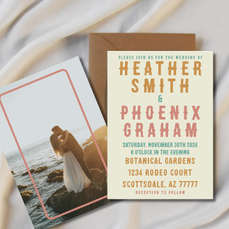 Convite Casamento Fotográfico Brilhante com Tipografia Tra