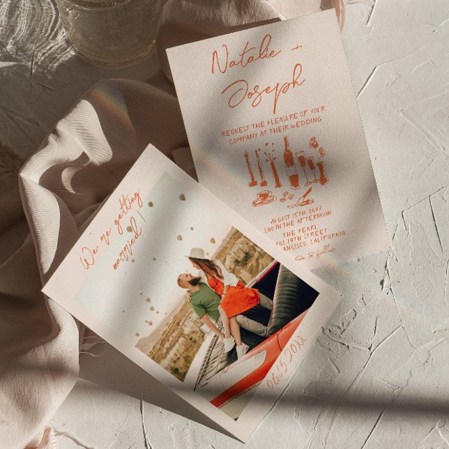 Convite Casamento Fotográfico Colorido e Brilhante Desenha (Criador carregado)