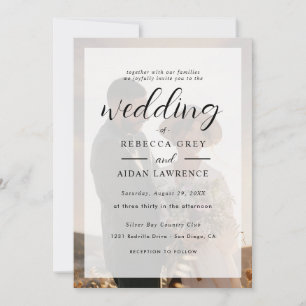 Convite Casamento Fotográfico com Borda de Ouro Branco e P