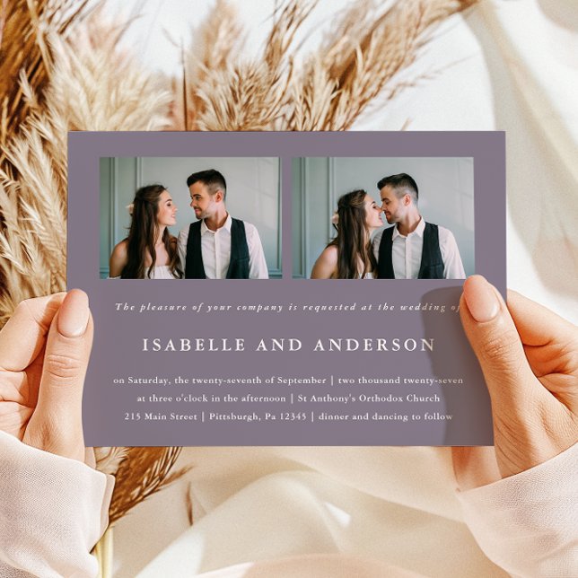 Convite Casamento Fotográfico com Enfumaçado Quic Purple D (Criador carregado)