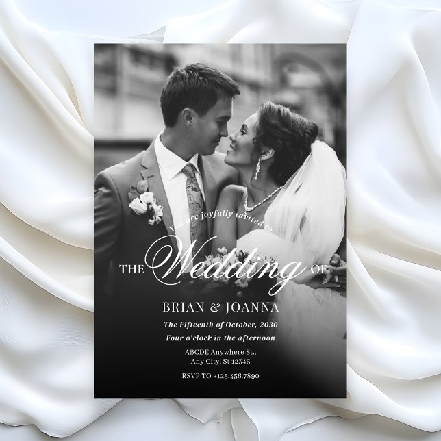 Convite Casamento fotográfico com letra moderna minimalist (Criador carregado)