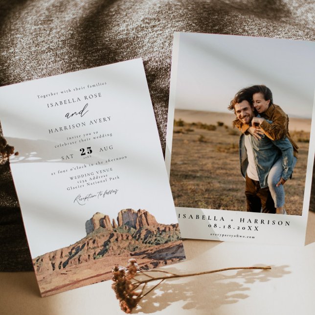 Convite Casamento Fotográfico de Boho no Deserto de SEDONA (Criador carregado)