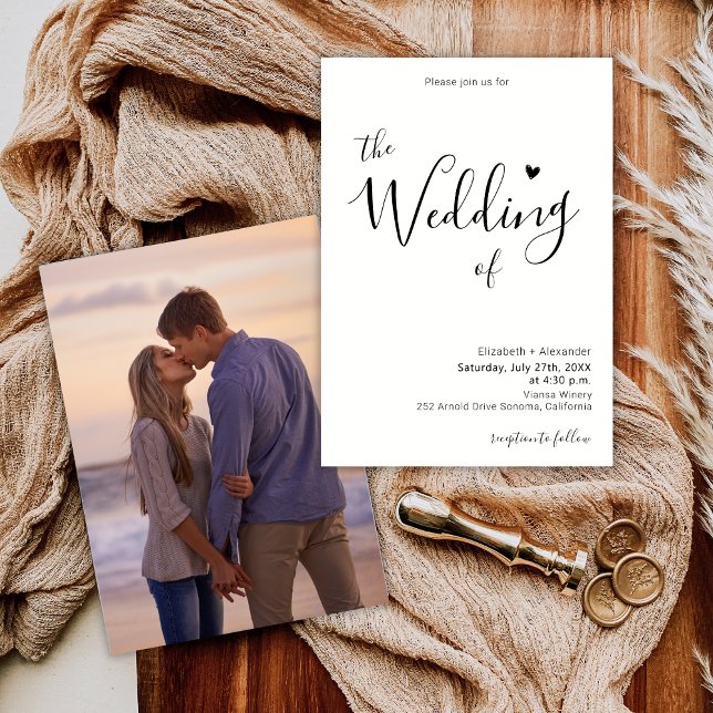 Convite Casamento Fotográfico de Caligrafia Elegante Moder (Criador carregado)