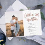 Convite Casamento Fotográfico de Clébra Espanhola Moderna<br><div class="desc">Esta Moderna Celebra Espanhola con Nosotros Foto Convite De Casamento. Clique em editar para personalizar este design.</div>