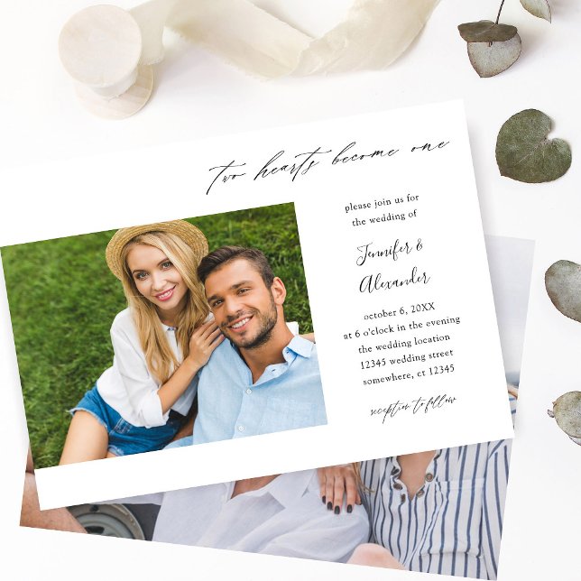 Convite Casamento Fotográfico de Dois Corações (Criador carregado)