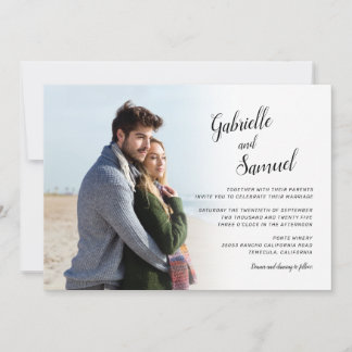 Convite Casamento Fotográfico de Elegância Moderna Convida