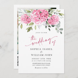 Convite Casamento Fotográfico de Hydrangea Pink de Waterco