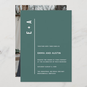 Convite Casamento Fotográfico de Iniciais Minimalistas Mod