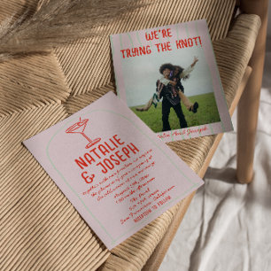 Convite Casamento Fotográfico de Martini Desenhado Colorid