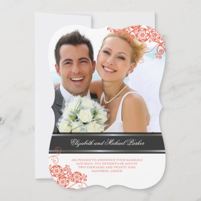 Convite Casamento Fotográfico de Paisley Boho Vintage (Frente)