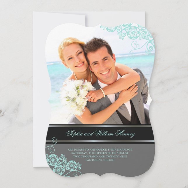 Convite Casamento Fotográfico de Paisley Boho Vintage (Frente)