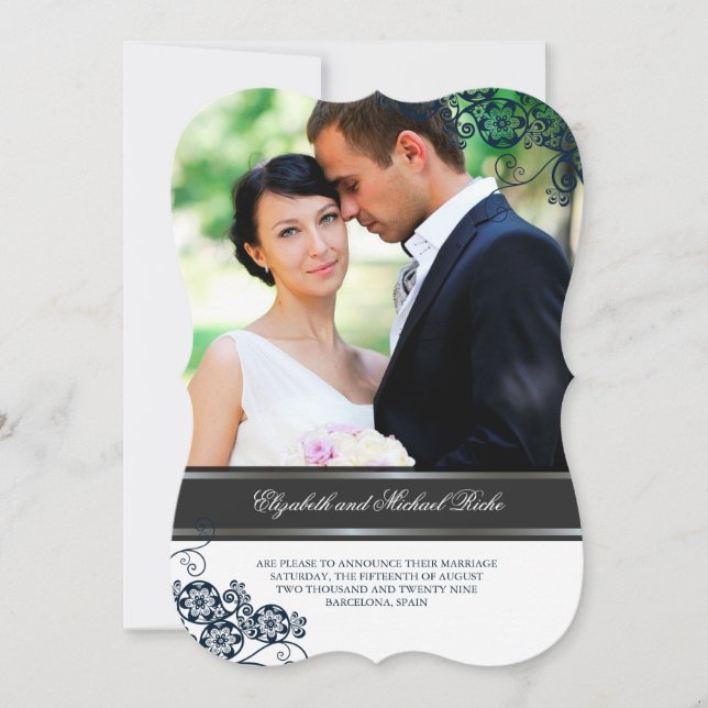 Convite Casamento Fotográfico de Paisley Boho Vintage (Frente)